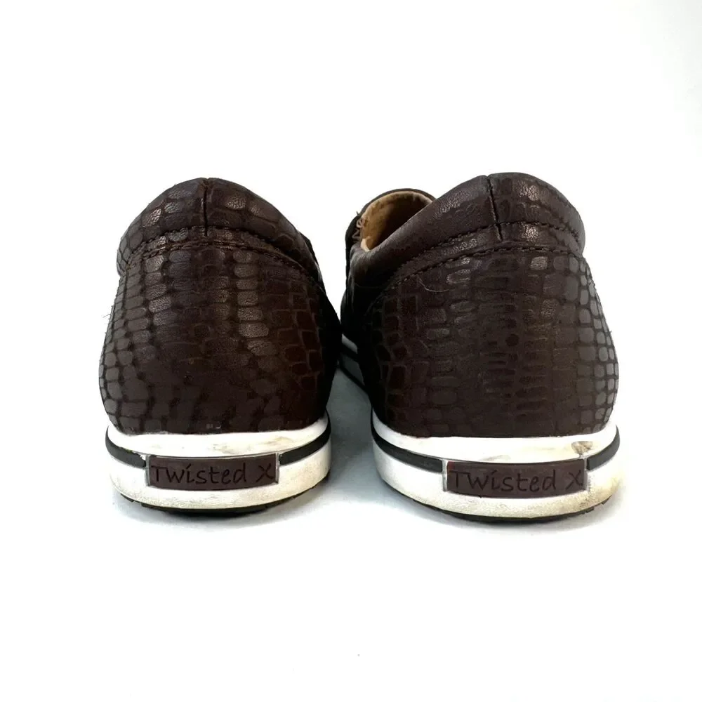 Twisted X Men Size 8 Brown Leather Snake Print Almond Toe Slip On Loafers